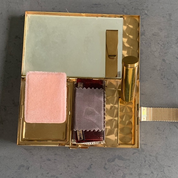 Vintage 1940s Marhill Mother of Pearl Cigarette Wristlet Case | Gold Tone Clutch